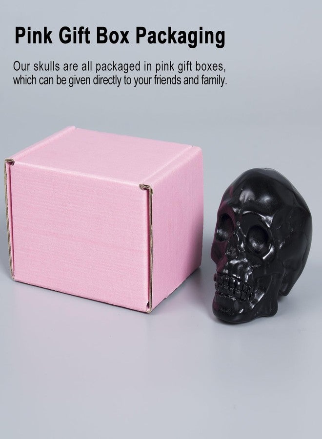 Ytbeoxk 2inch Black Obsidian Crystal Carved Skull Statue Spiritual Decor Skull Bathroom Decor Bathroom Decor Home Office Decoration Hand Carved Gemstone Reiki Healing for Woman Gift. - Image 5